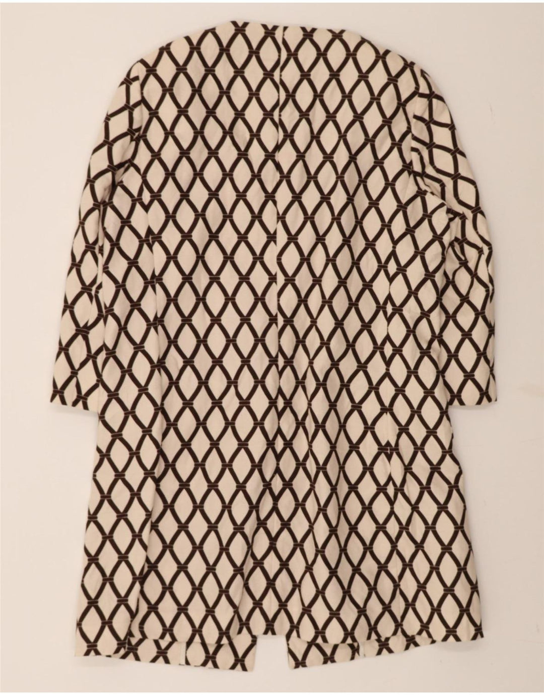 INTREND Womens Overcoat UK 18 XL Off White Argyle/Diamond Linen Vintage Intrend and Second-Hand Intrend from Messina Hembry 