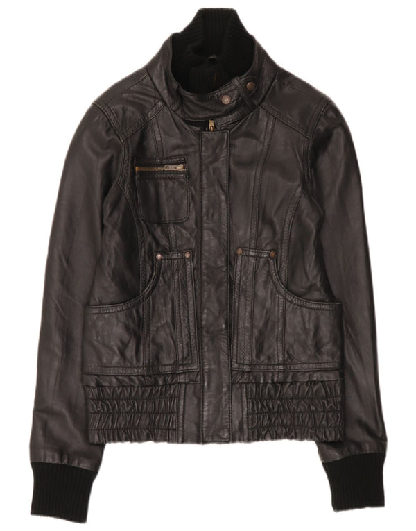 Giacca in pelle da donna Object UK 10 piccola in pelle nera