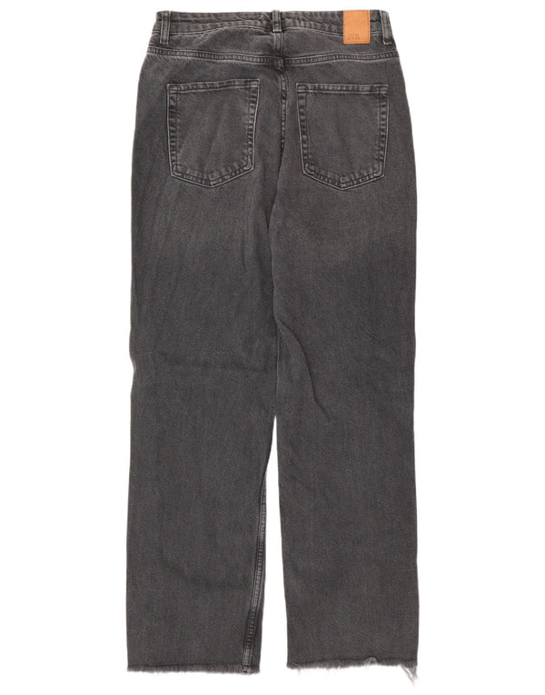 Zara Womens High Rise Straight Jeans EU 38 Small W28 L28 Grey Cotton