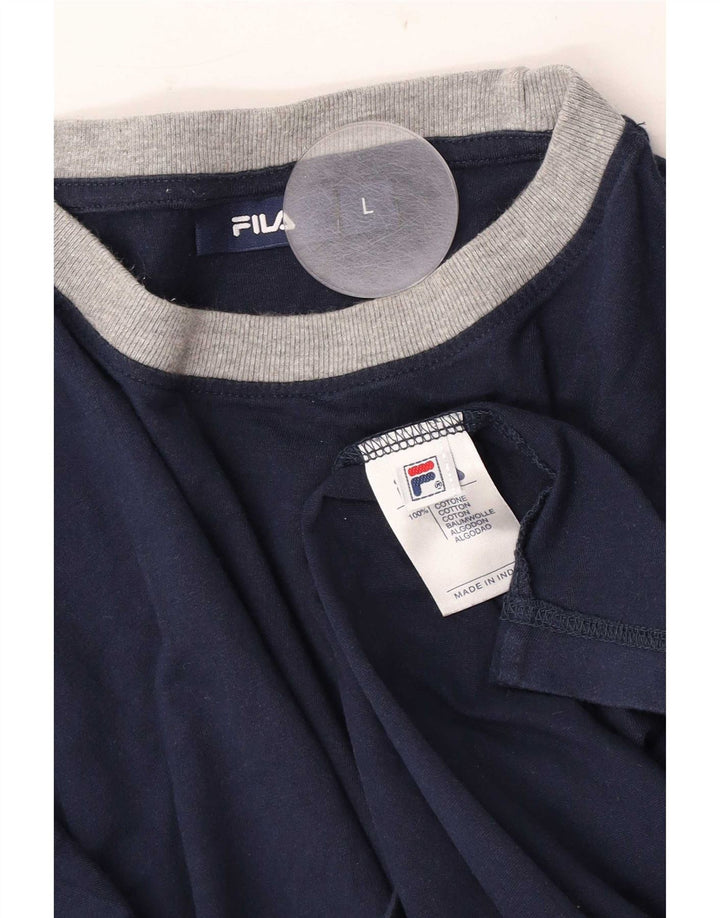 T-shirt Fila da uomo Top Large in cotone blu navy