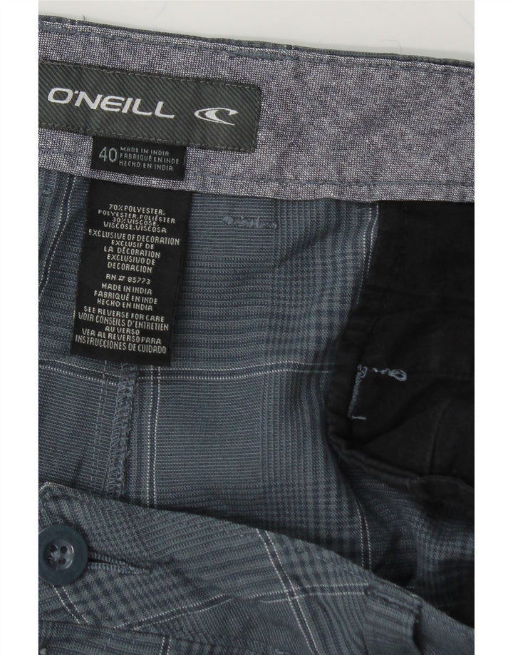 O'NEILL Mens Chino Shorts W40 XL Grey Check Polyester Vintage O'Neill and Second-Hand O'Neill from Messina Hembry 