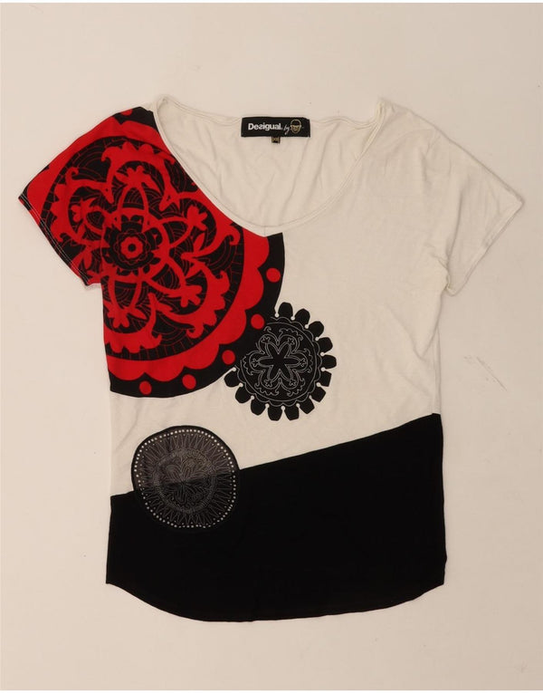 Desigual T-shirt grafica oversize da donna Top UK 6 XS multicolore floreale