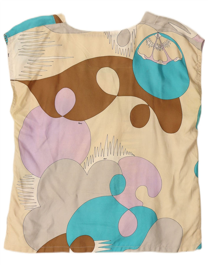 Camicetta da donna con motivo astratto VINTAGE Top UK 14 medio multicolore