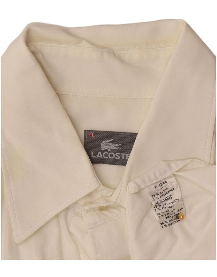 Camicia da uomo Lacoste taglia 41 grande in cotone bianco sporco