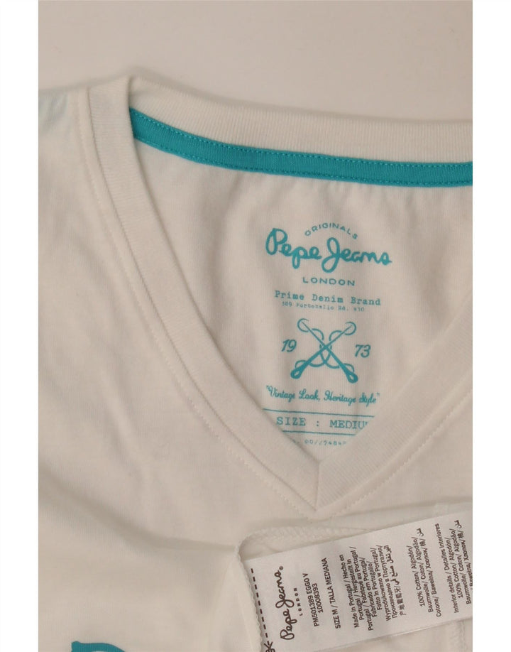 PEPE Jeans T-shirt grafica da uomo Top in cotone bianco medio