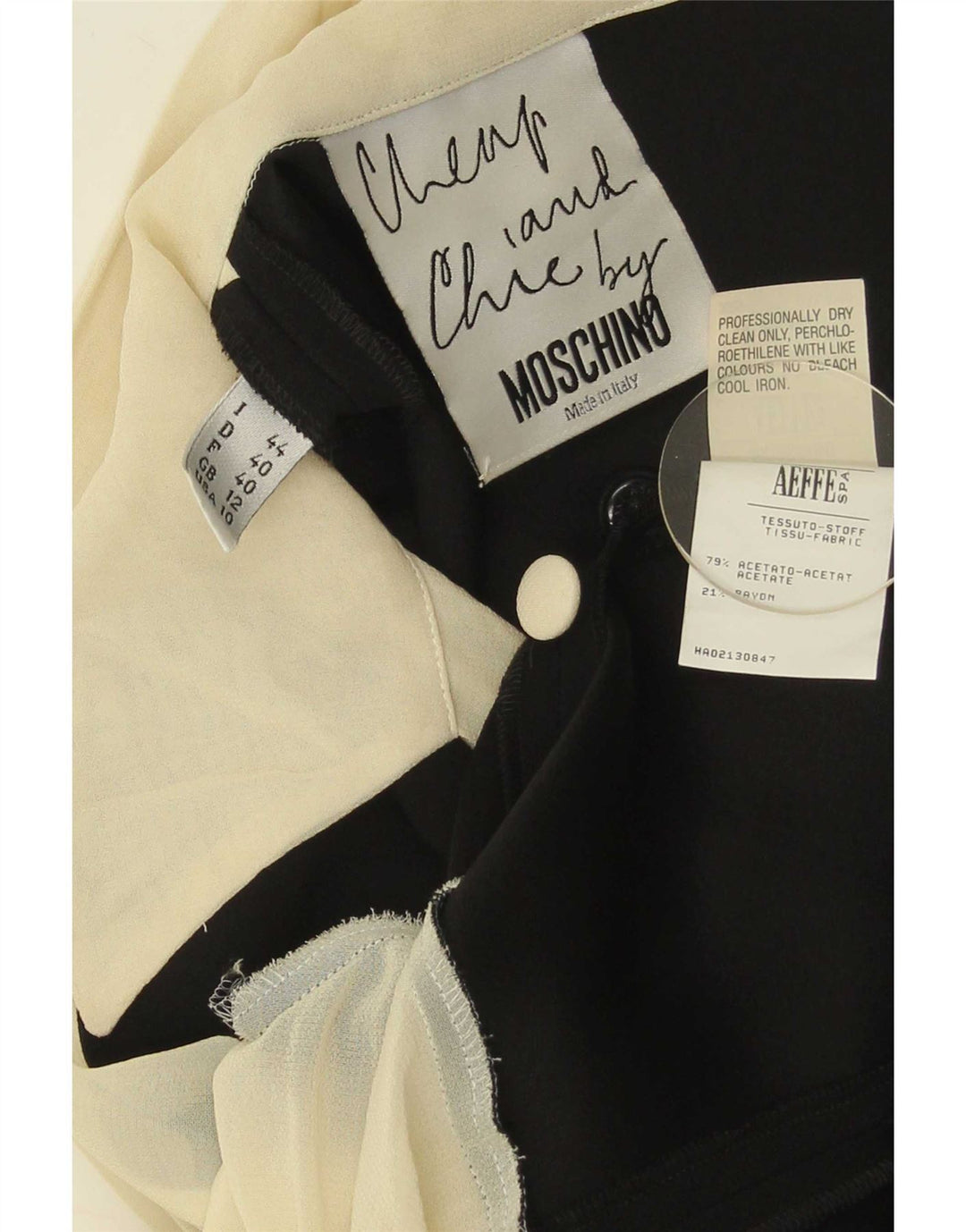 Moschino Camicia da donna Camicetta UK 12 Acetato color block medio nero