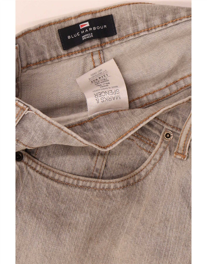 Jeans dritti da uomo Marks & Spencer blu Harbour W34 L31 cotone grigio