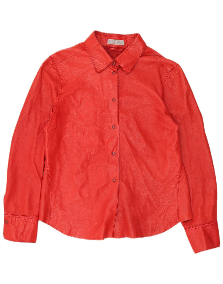 Camicia in pelle da donna Strenesse UK 12 Pelle di agnello rossa media
