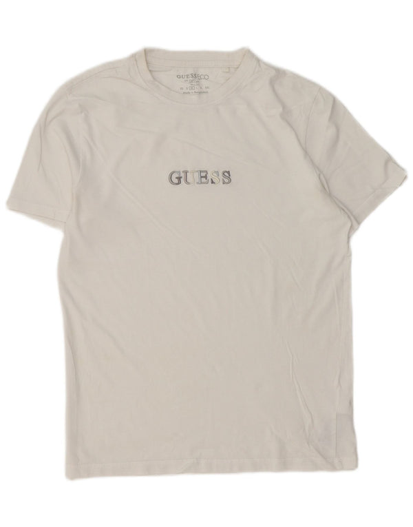 Guess T-shirt grafica da uomo slim fit in cotone bianco medio
