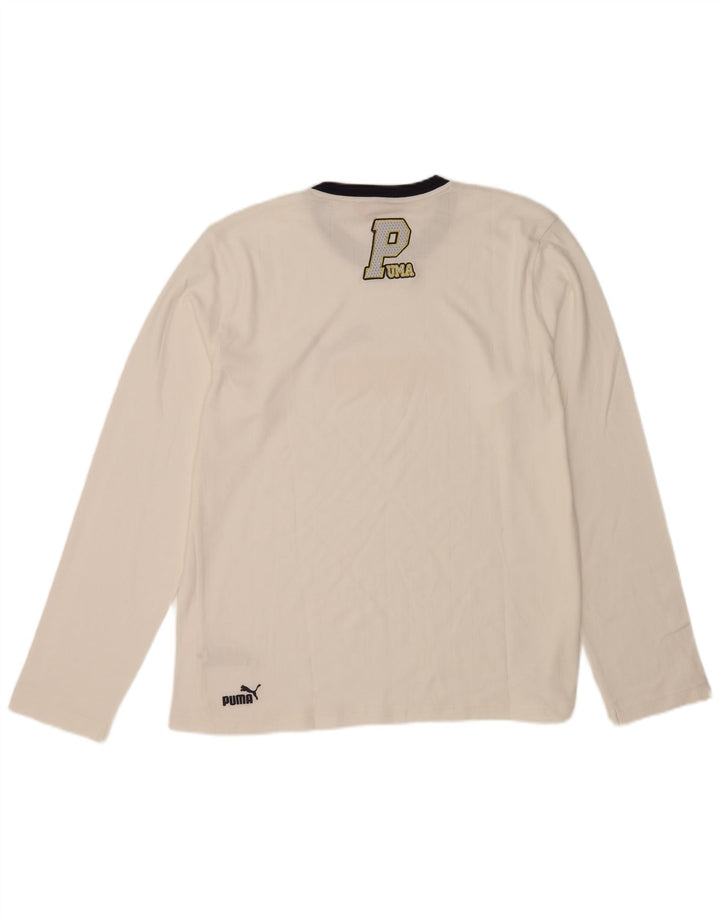 Puma Maglietta grafica da uomo a maniche lunghe XL in cotone bianco