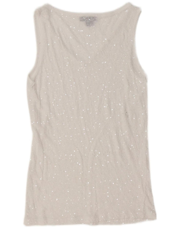 DKNY Womens Sleeveless Blouse Top UK 10 Small White