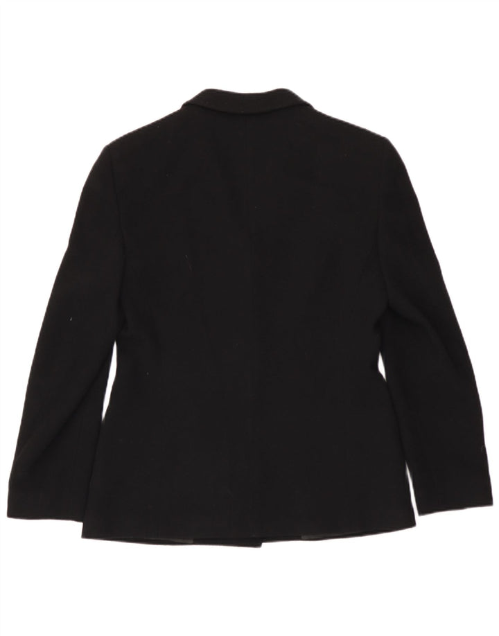 Giacca blazer a 3 bottoni da donna Hugo Boss UK 14 lana vergine nera media