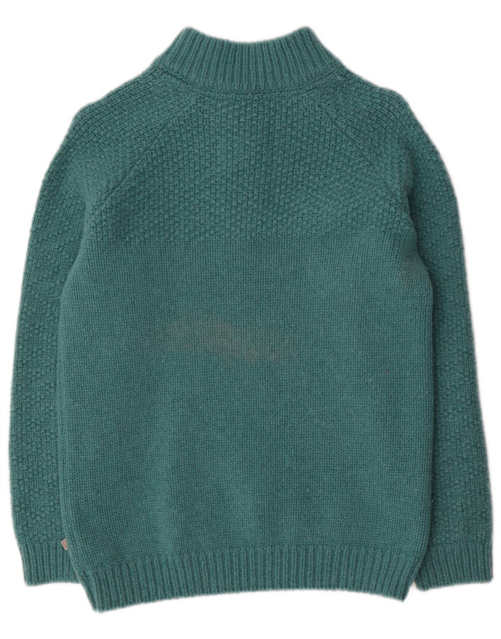 Maglione maglione con collo con zip da donna Weird Fish UK 10 piccolo lana verde
