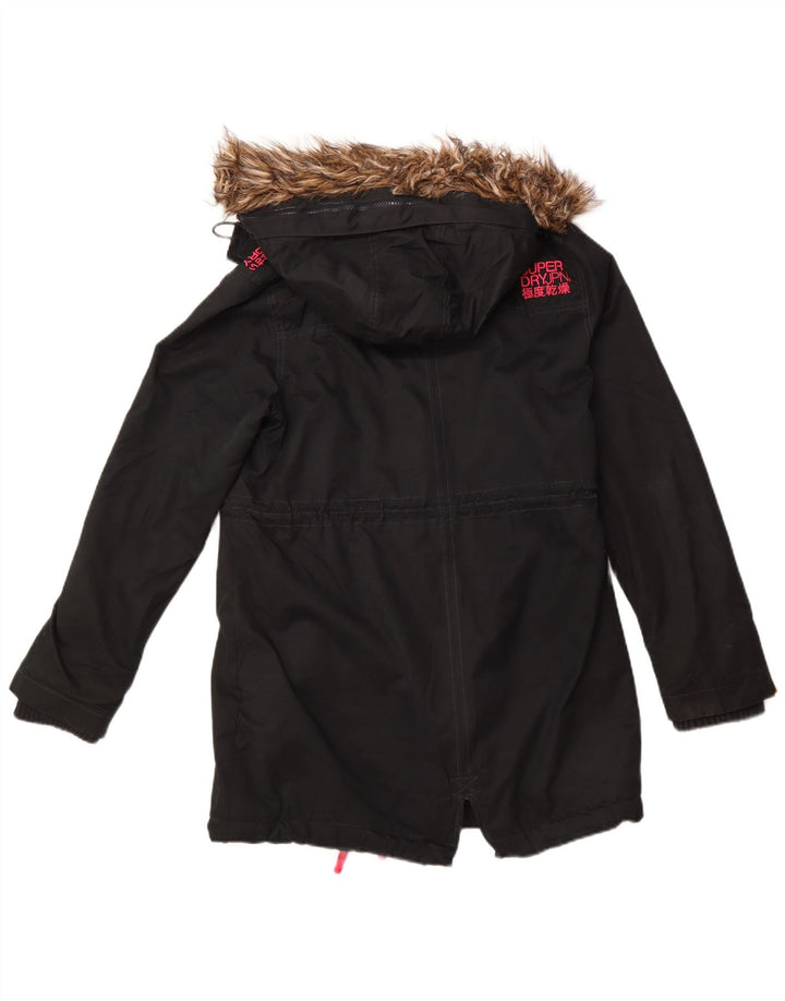 Giacca parka con cappuccio grafica Windparka da donna SUPERDRY UK 14 grande nera