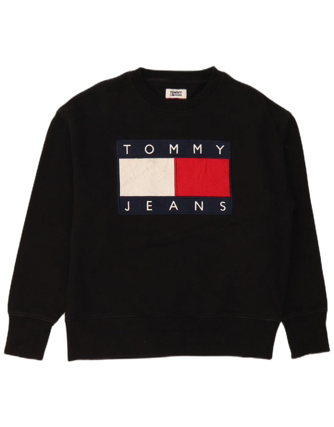 TOMMY HILFIGER Felpa grafica da uomo Maglione grande cotone nero