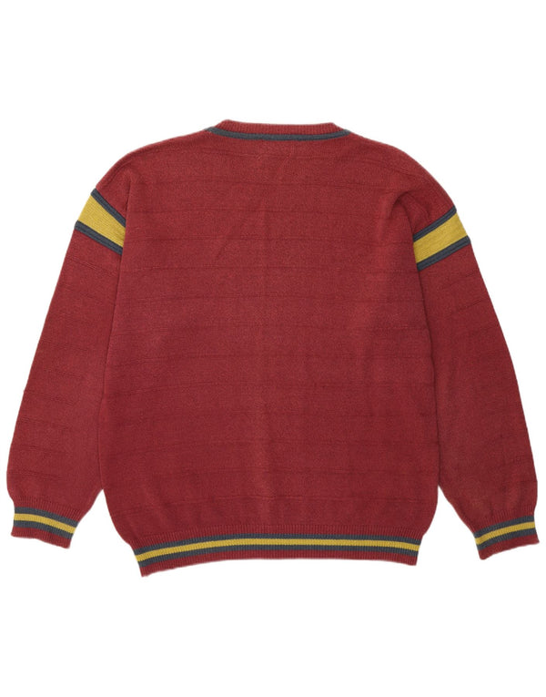 Maglione maglione girocollo da uomo vintage grande color block rosa