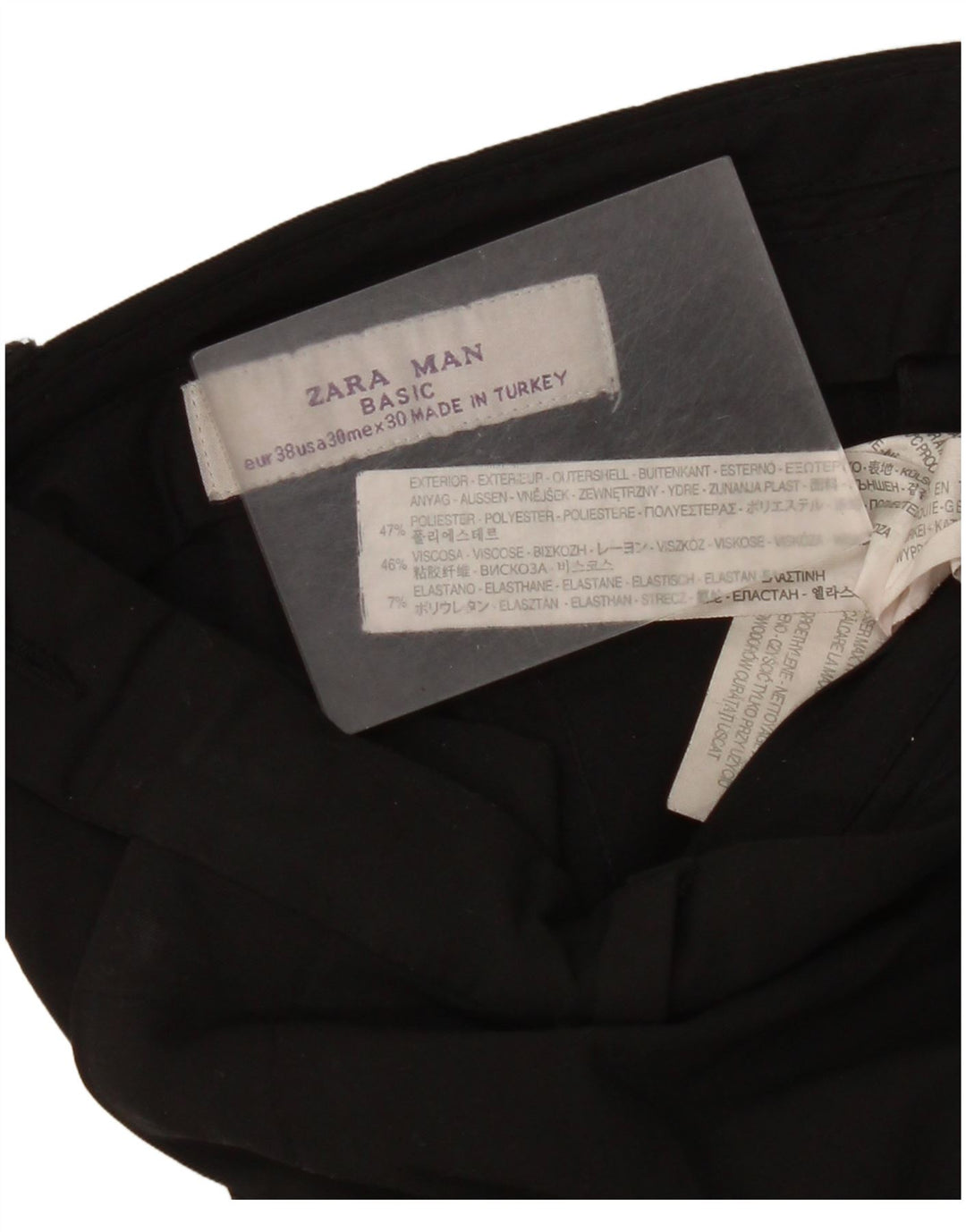Pantaloni da abito dritti da uomo Zara EU 38 Small W30 L35 poliestere nero