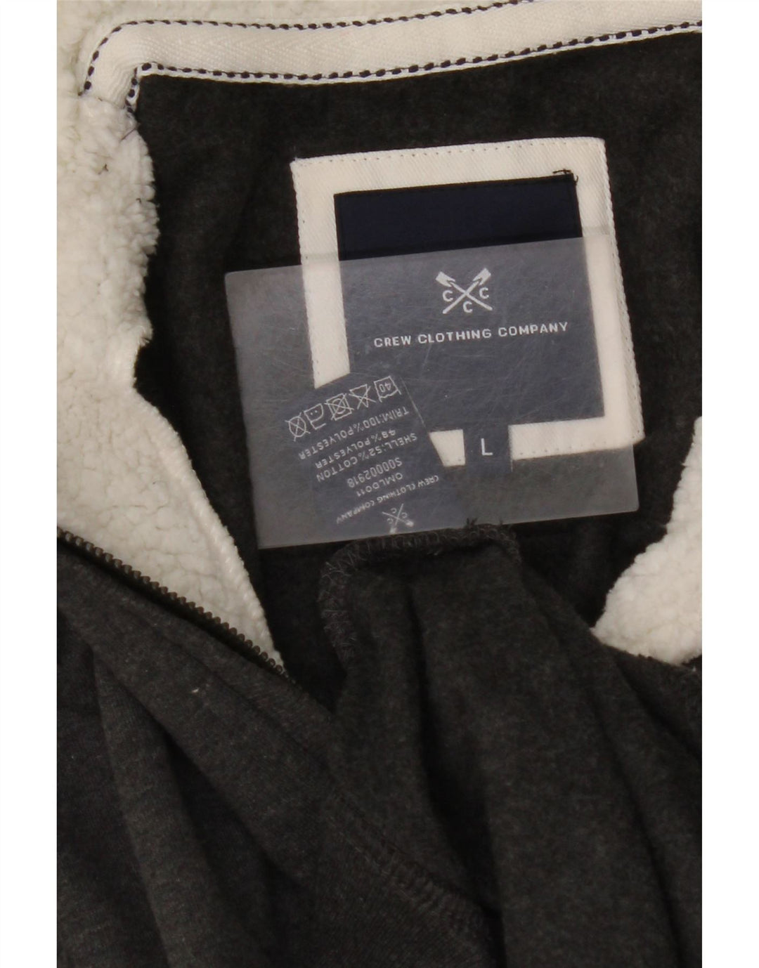CREW CLOTHING Felpa da uomo con collo con zip, maglione grande, cotone grigio