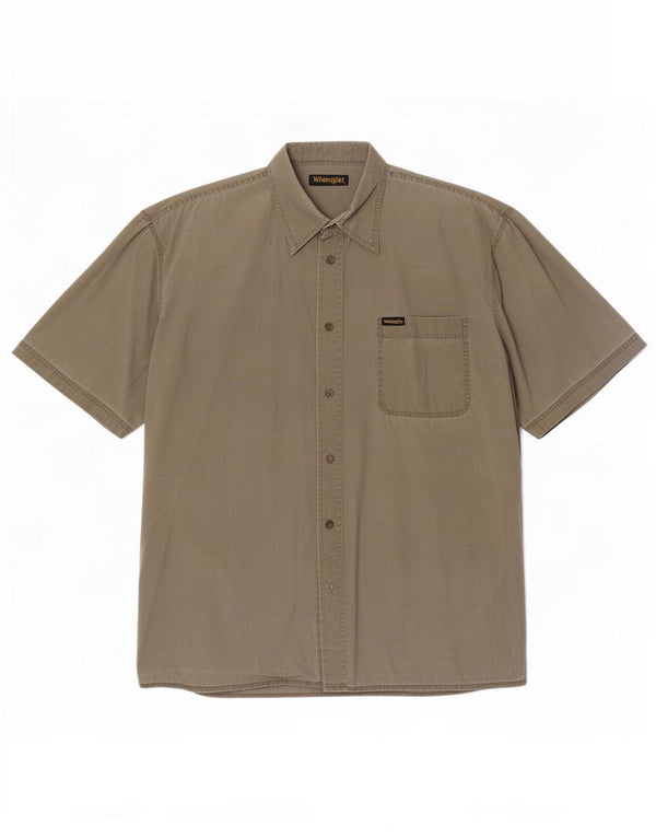 Camicia a maniche corte da uomo Wrangler XL in cotone kaki