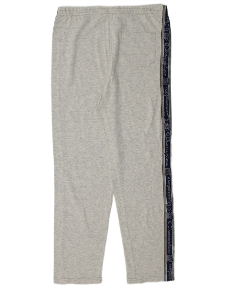 CHAMPION Mens Graphic Tracksuit Trousers Large Grey Cotton