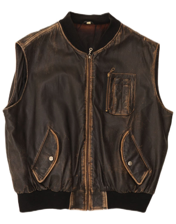 Gilet In Pelle Uomo Conbipel IT 50 Large Pelle Marrone