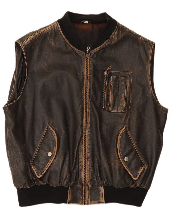 Gilet In Pelle Uomo Conbipel IT 50 Large Pelle Marrone