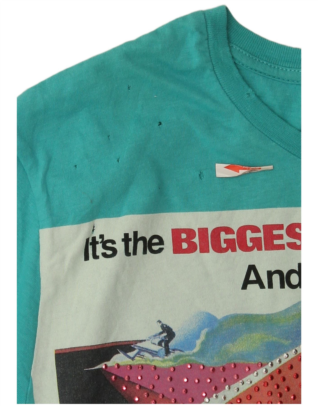 T-shirt grafica da uomo Zara Top Small in cotone blu
