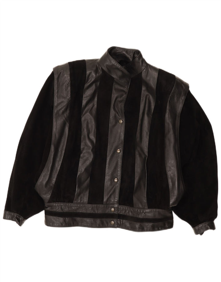 Giacca in pelle vintage da donna UK 14 media nera