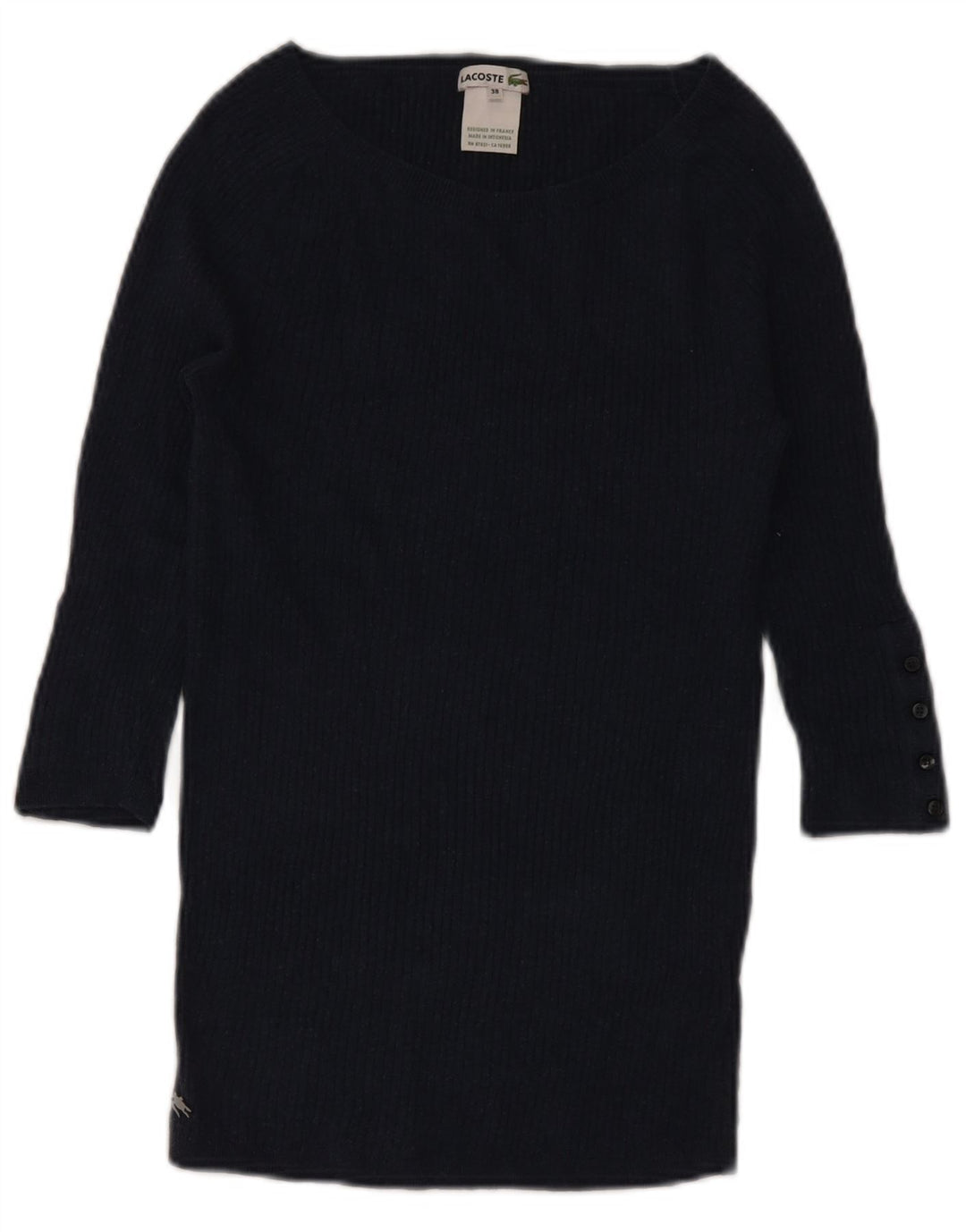Maglione da donna con scollo a barca con maniche a 3/4 Lacoste taglia 38 medio blu navy