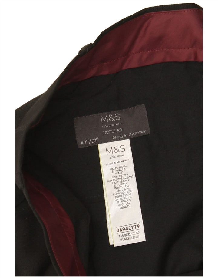 Pantaloni da abito regolari dritti da donna Marks & Spencer W42 L31 neri