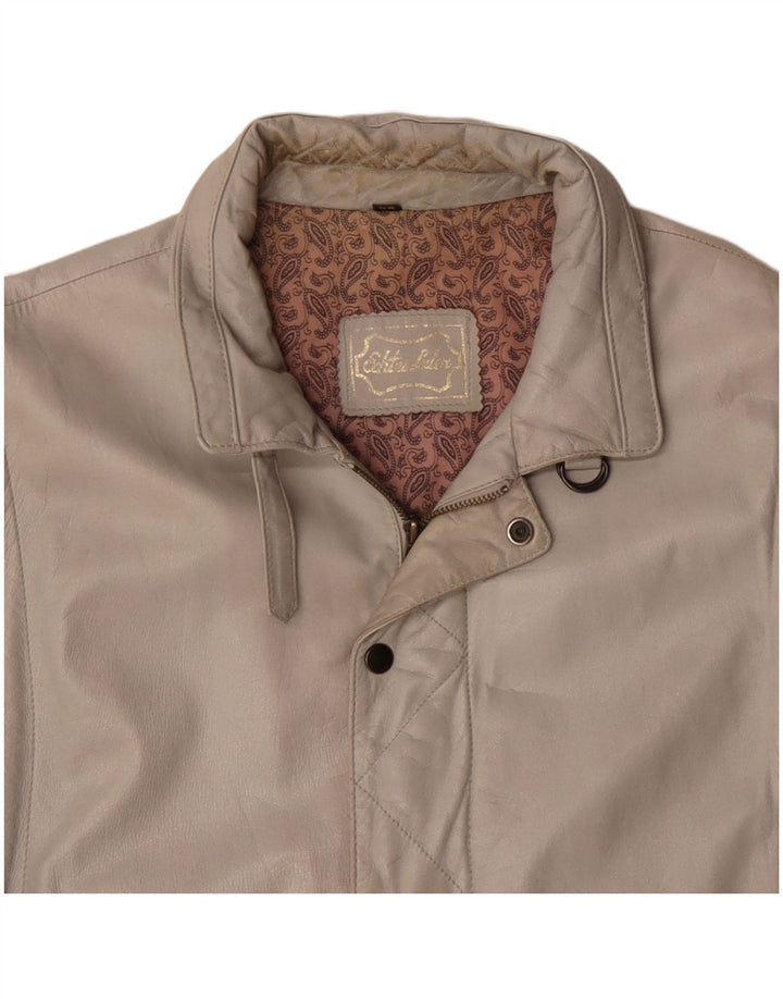 Giacca in pelle vintage da uomo EU 54 2XL Pelle grigia