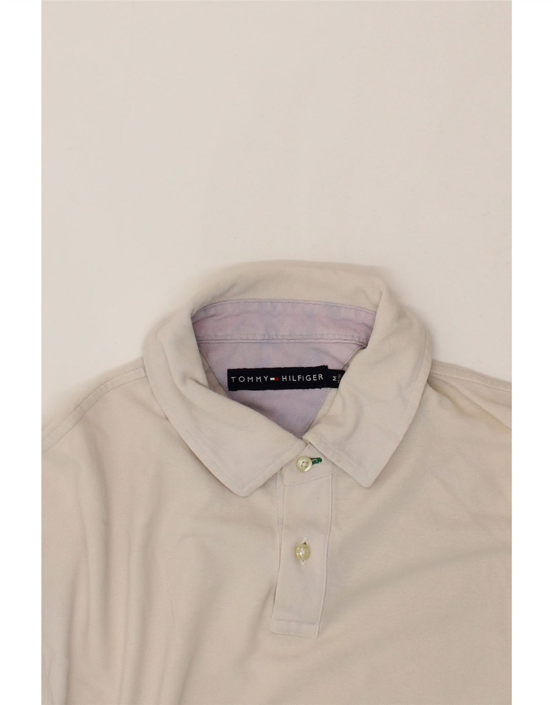 TOMMY HILFIGER Mens Polo Shirt Medium White Vintage Tommy Hilfiger and Second-Hand Tommy Hilfiger from Messina Hembry 