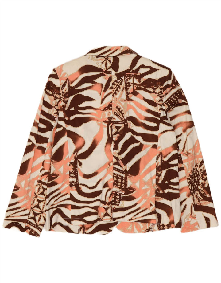 Giacca blazer da donna VINTAGE UK 14 grande stampa animale multicolore