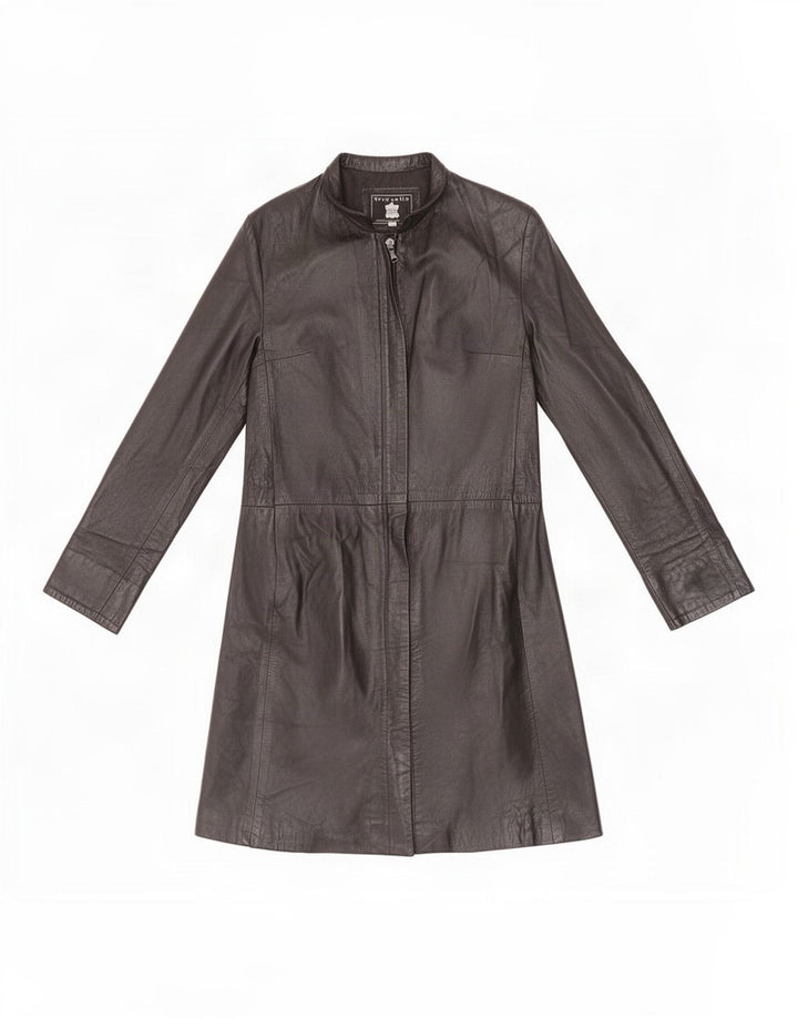 Cappotto in pelle vintage da donna IT 44 medio nero