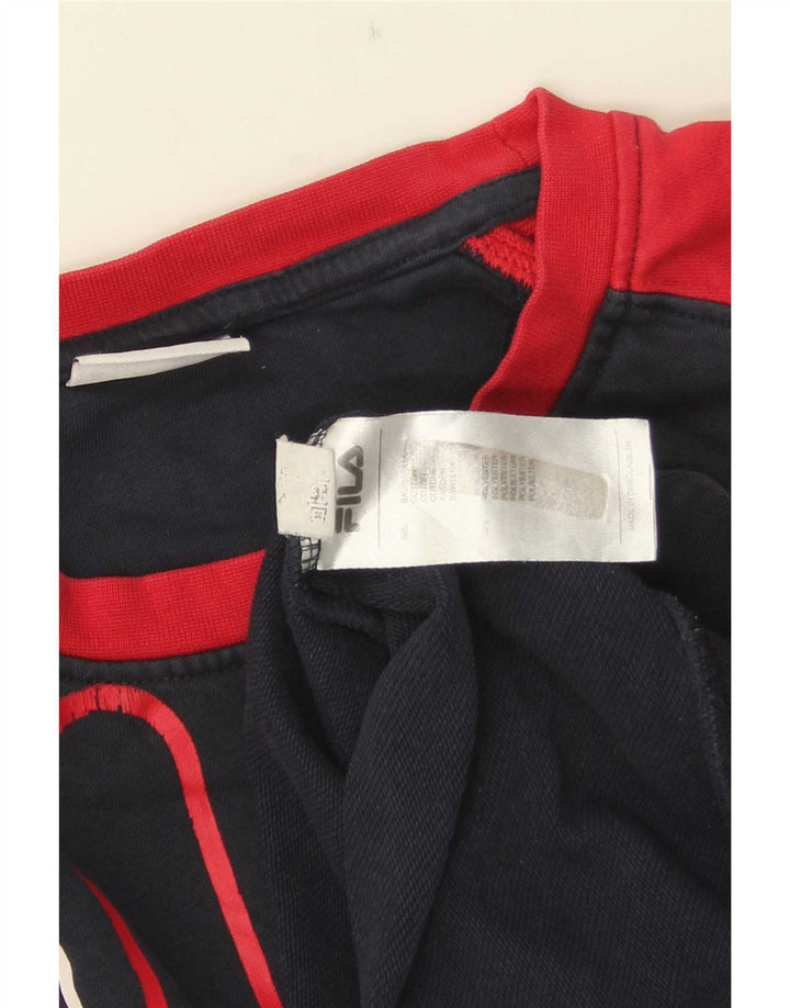 Fila Felpa grafica da uomo Maglione grande blu navy in cotone color block