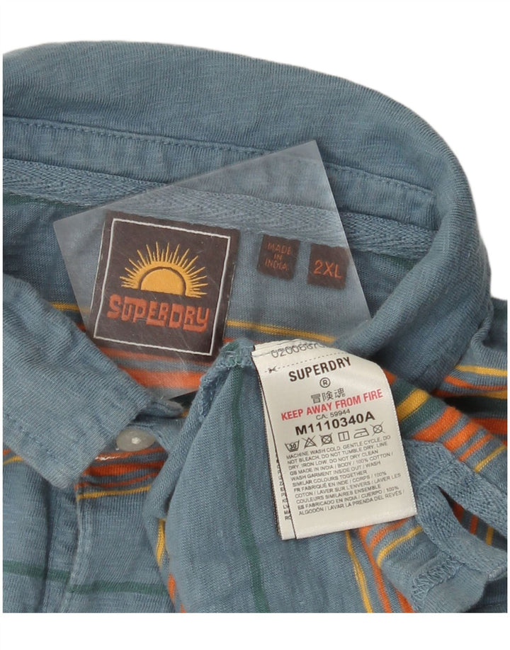 Polo da uomo Superdry 2XL in cotone a righe blu
