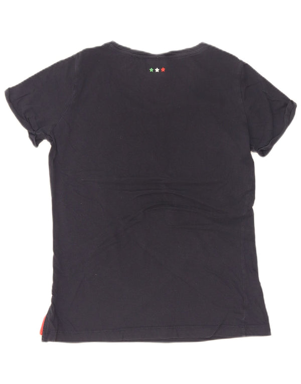 T-shirt grafica Champion Italia da donna Top UK 12 Medium Blu Navy