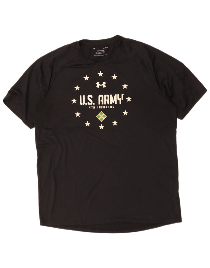 Maglietta grafica Under Armour da uomo dell'esercito americano, taglia grande, nera