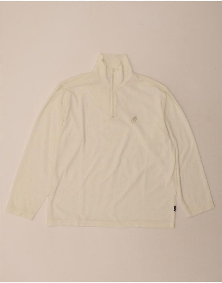 ASICS Mens Zip Neck Sweatshirt Jumper Large Off White Polyester Vintage Asics and Second-Hand Asics from Messina Hembry 