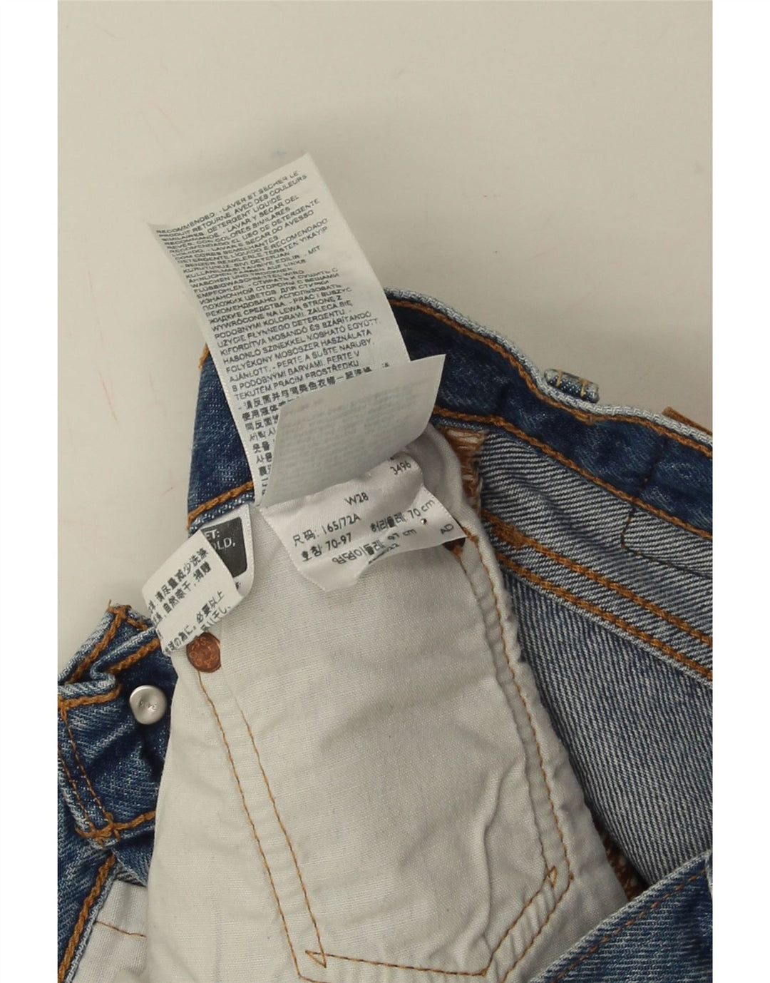 LEVI'S Pantaloncini di jeans invecchiati 501 da donna W28 Blu medio