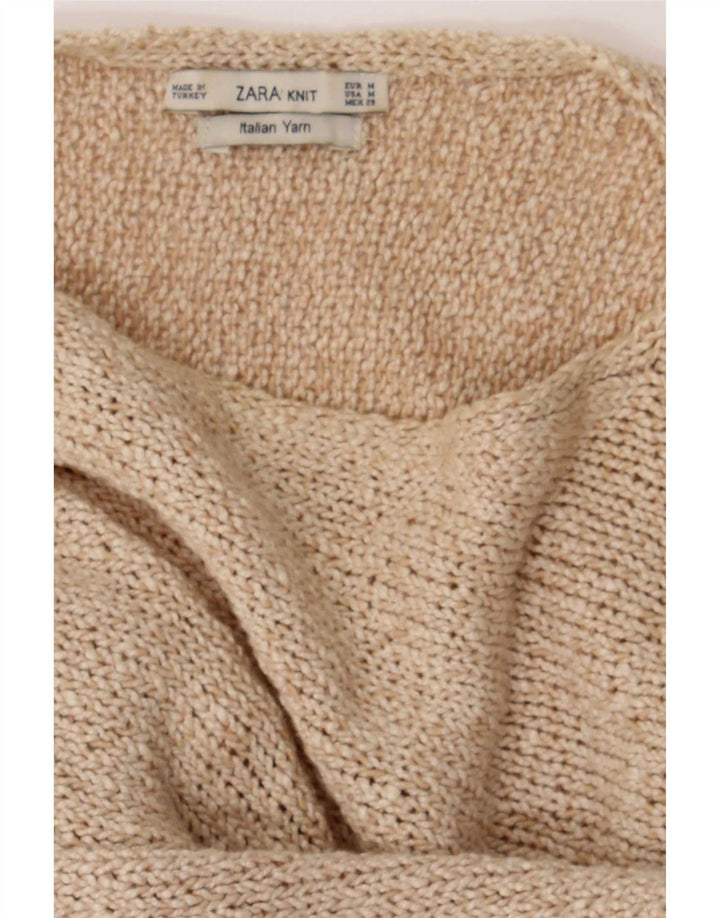 Maglione corto con scollo a barca oversize da donna Zara UK 14 Beige medio