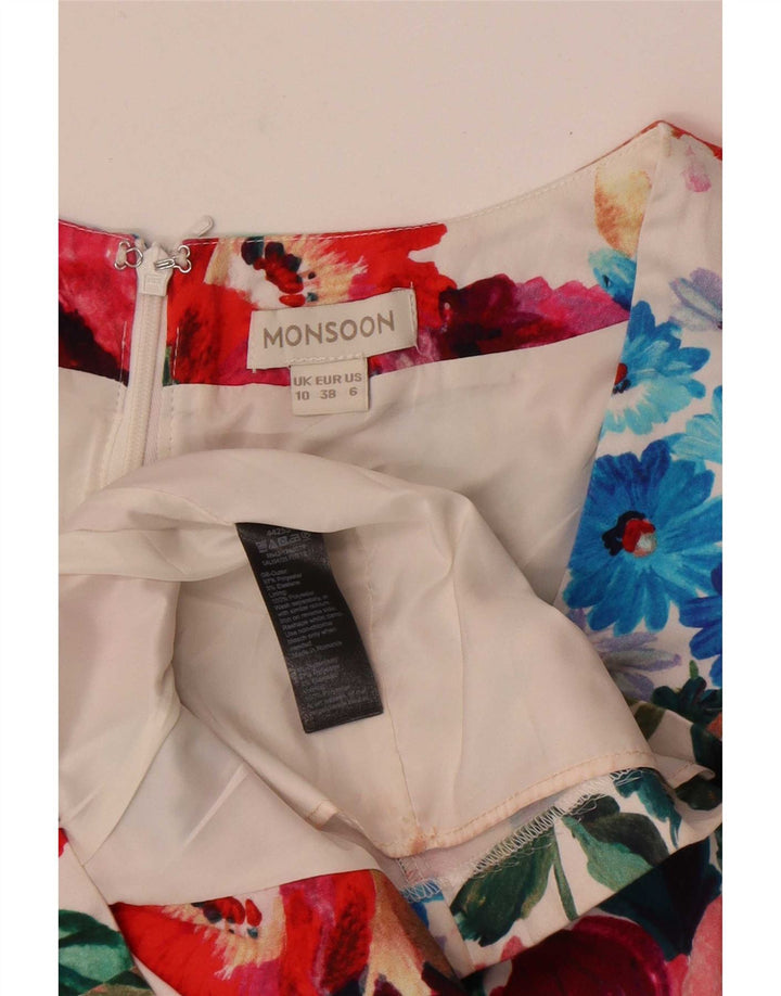 Abito tubino da donna Monsoon UK 10 Piccolo poliestere floreale bianco