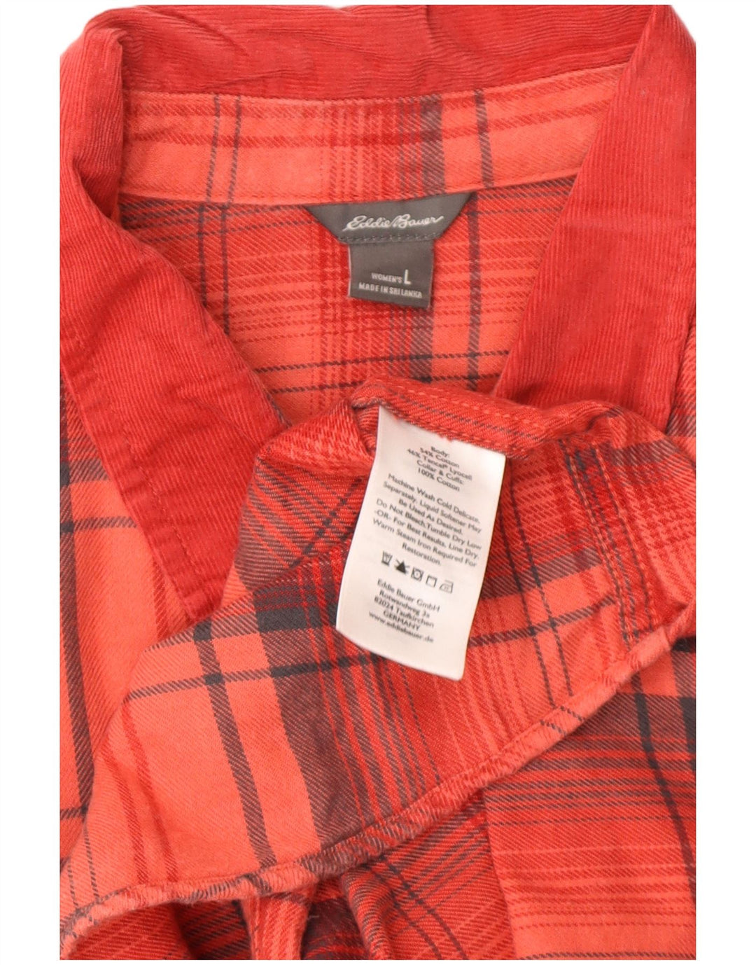 Camicia di flanella da donna EDDIE BAUER UK 16 Cotone a quadri rossi grandi