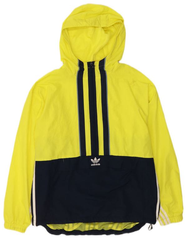 Adidas Giacca antipioggia da uomo con cappuccio pullover UK 36 Small Yellow Colourblock