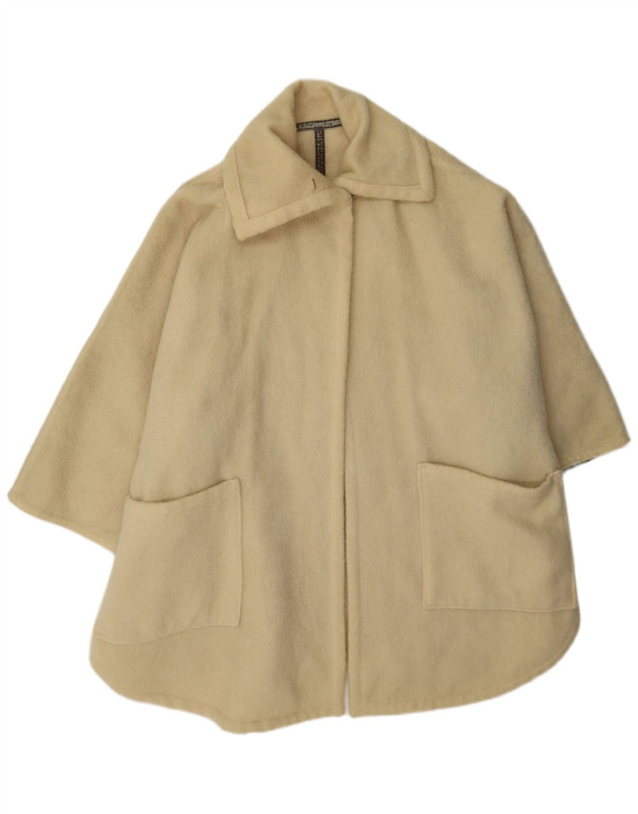 Cappotto a mantella oversize vintage da donna IT 44 in lana beige medio