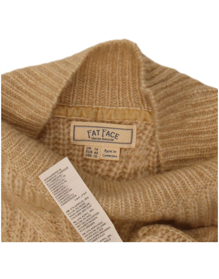 Maglione maglione a collo alto da donna Fat Face UK 14 Large Beige Argyle/Diamond