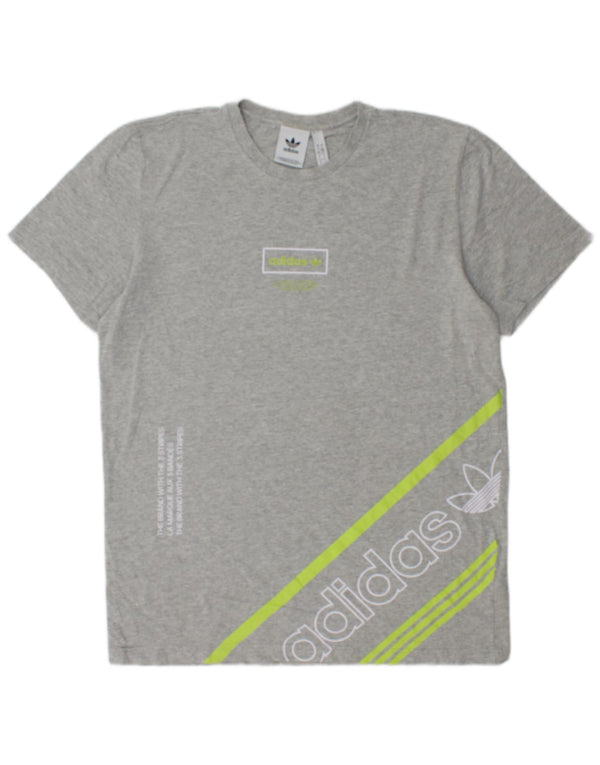 T-shirt grafica da uomo Adidas Top grande in cotone chiazzato grigio