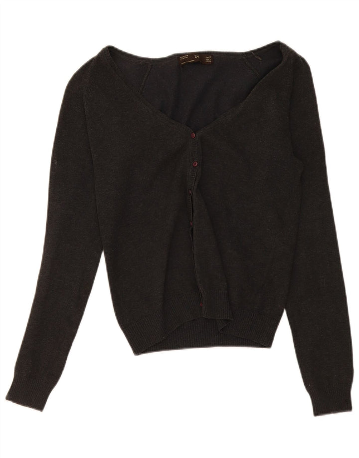 Maglione cardigan corto Zara da donna UK 10 piccolo grigio