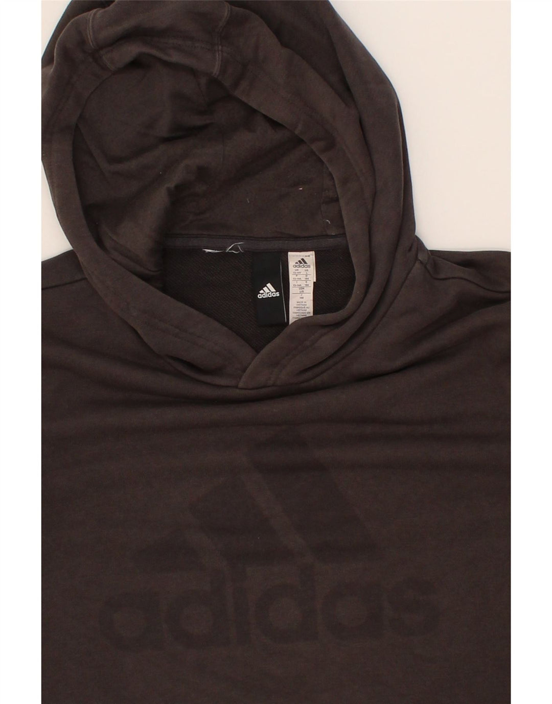 ADIDAS Boys Graphic Hoodie Jumper 13-14 Years  Grey Vintage Adidas and Second-Hand Adidas from Messina Hembry 
