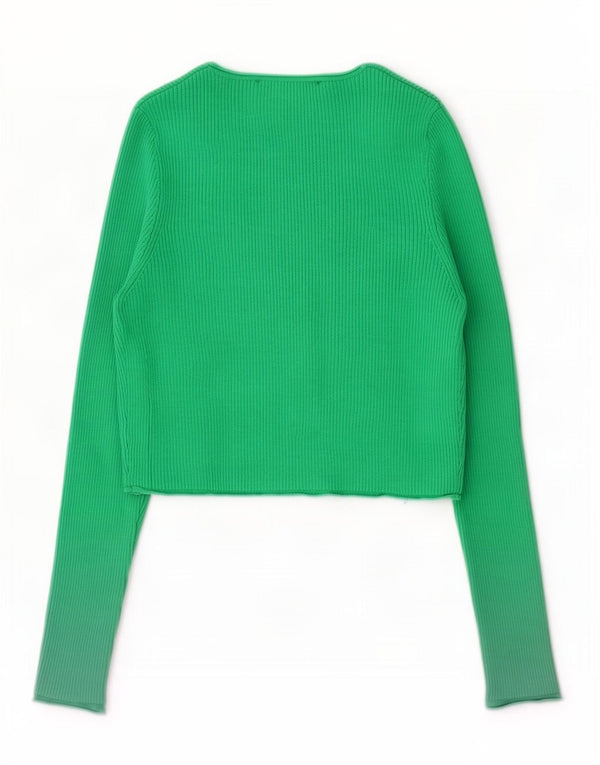Maglione cardigan corto da donna Zara UK 10 piccolo nylon verde